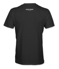 The Alex Jones Store - Back of black 9/11 Was An Inside Job t-shirt with Alex Jones Live logo