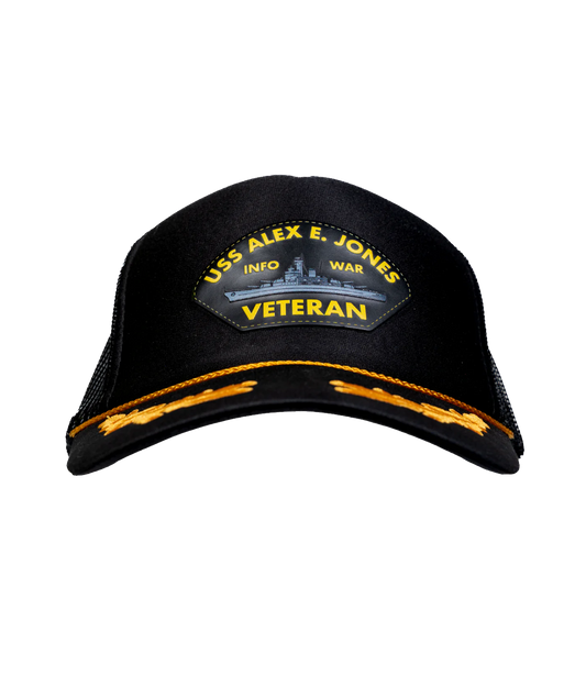 USS Alex E. Jones Info War Veteran Leather Patch Hat