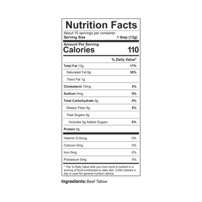 Pure Grass-Fed Beef Tallow