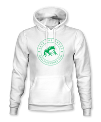 The Alex Jones Store - White pullover hoodie with green 'Save The Frogs RealAlexJones.com' circular frog crest design on chest